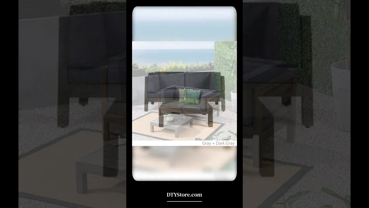 OANA 3-Piece LOVE SEAT SET WITH COFFEE TABLE, DARK GREY