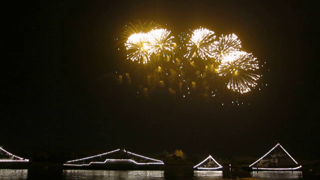 More fireworks on the Volga river at Navy day in Astrakhan