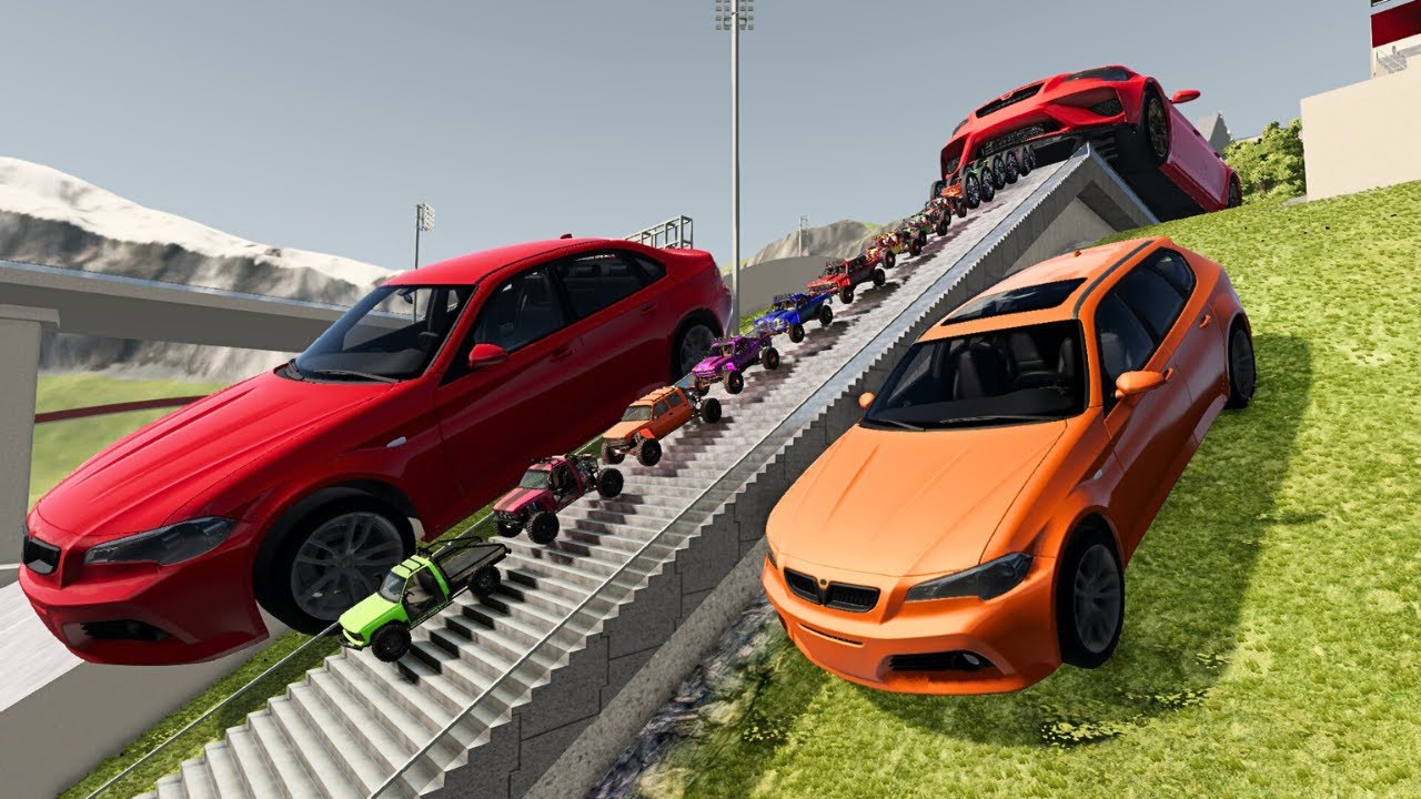 Insane Stair Challenge! 🚗⬇️💨