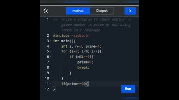How to write a program to check whether a given number is prime or not using  loops in c language.