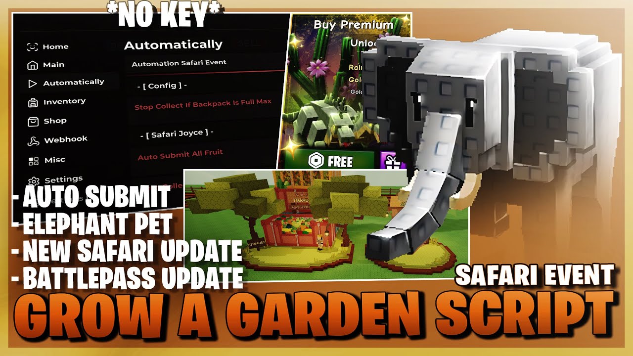 Скрипт «Вырасти сад» *БЕЗ КЛЮЧА* — новое обновление, событие Safari, боевой пропуск, спавнер пито...