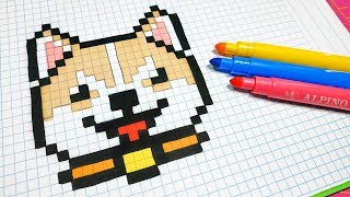 Handmade Pixel Art - How To Draw a Kawaii Dog #pixelart