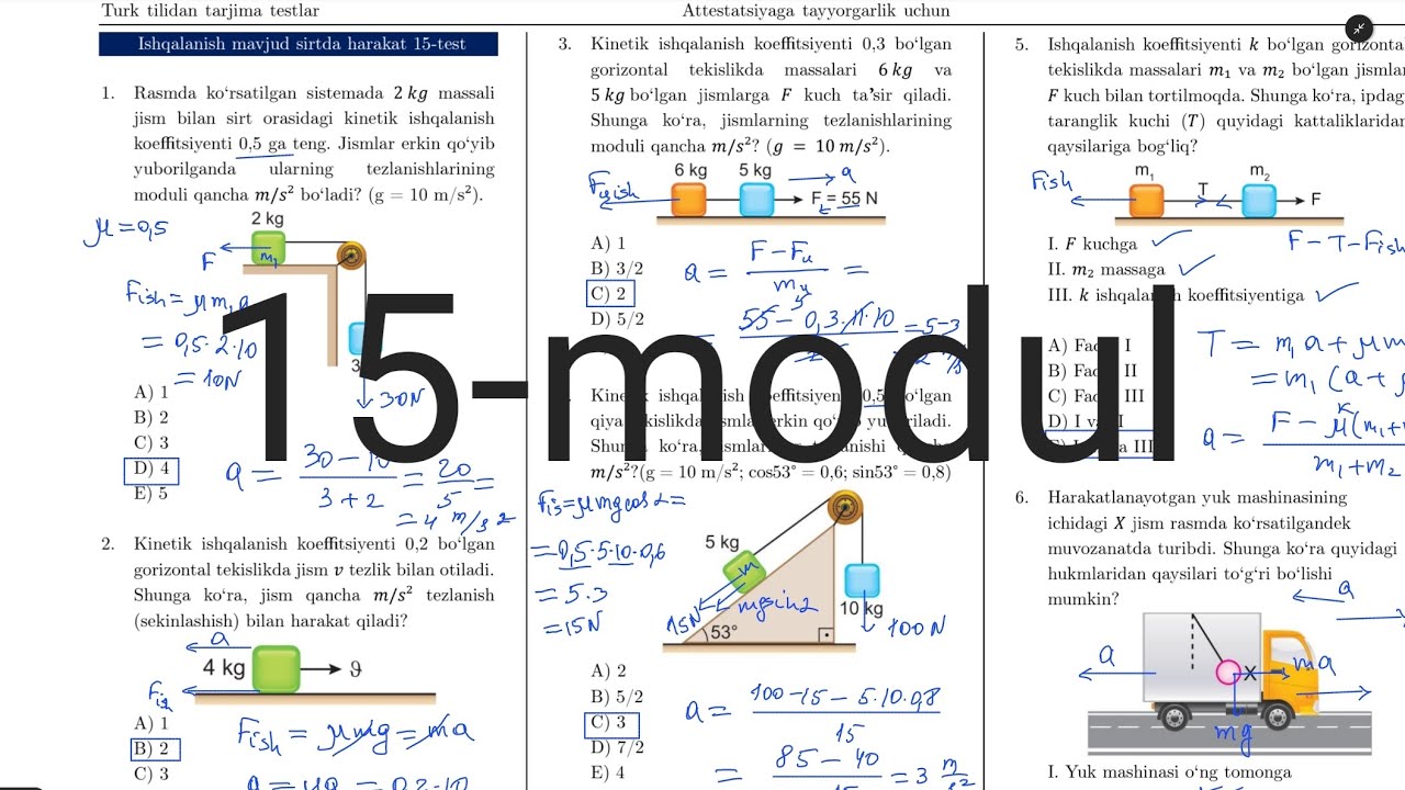 15 - modul yechimlari. Turkcha Ayt-fizika tarjima kitobi