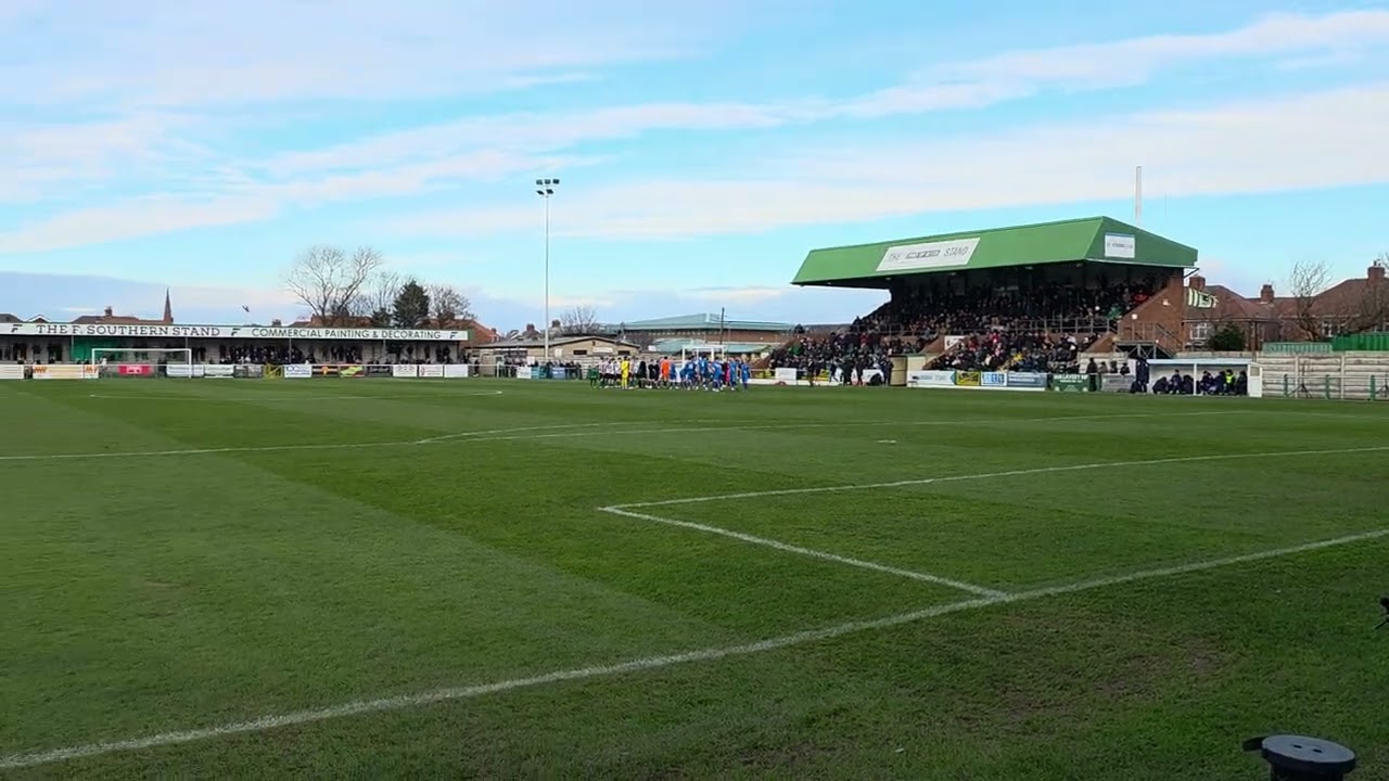 Blyth Spartans -Blyth Town 1-2 the players are entering Croft Park First ever Blyth derby 01.01.2025