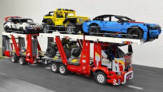 Car Transporter Truck VS Treadmill with obstacles. Lego Technic CRASH Test