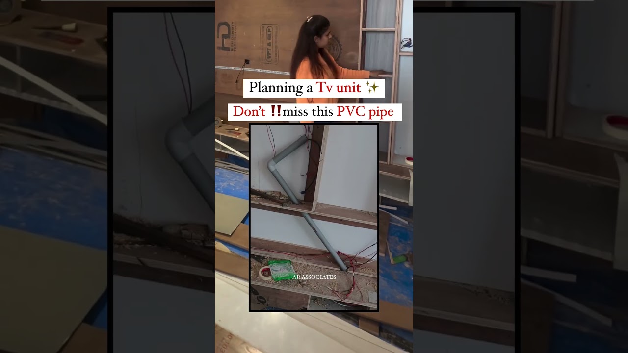 Using a PVC pipe behind paneling when planning a TV 📺unit serves a practical purpose ✨ -AR associate