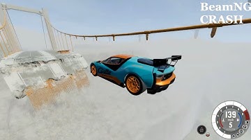 BROKEN BRIDGE JUMP 2 INSANE CAR JUMP AND CRASHES BEAMNG DRIVE