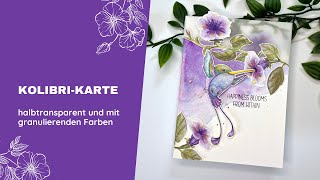 Kolibri-Karte - halbtransparent & mit granulierenden Farben | Impronte d'Autore Clear-Mi Kolibri