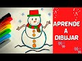 Como dibujar un MUÑECO DE NIEVE para niños | Aprender a Dibujar Paso a paso | Videos Educativos