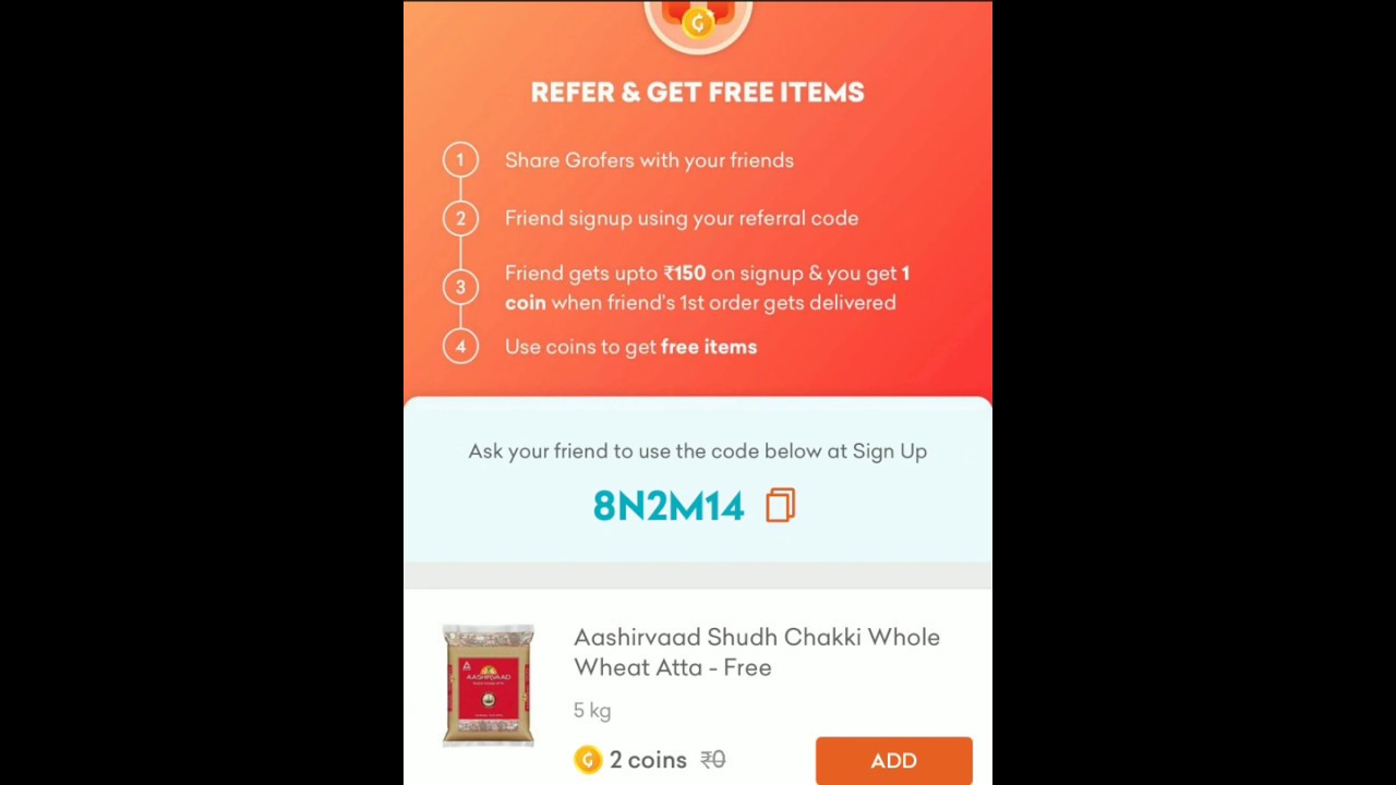 Grofers Referral Code 8N2M14 - Get Free upto ₹150 on Signup bonus