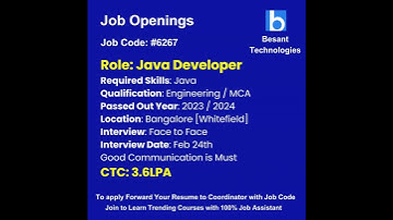 Java Developer Opening🤩| Feel Free to reach us for more info| Besant Technologies #placements #java