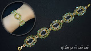 Oval shape beaded bracelet.Beading tutorial. DIY beaded jewelry