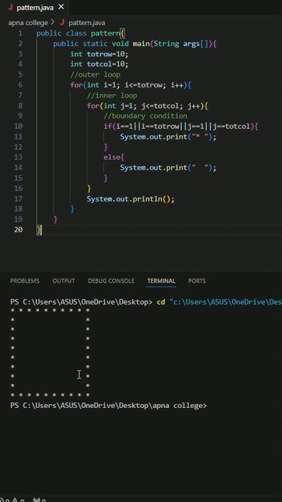 How to create Hollow Square pattern using Java...? #explore #techworld ...