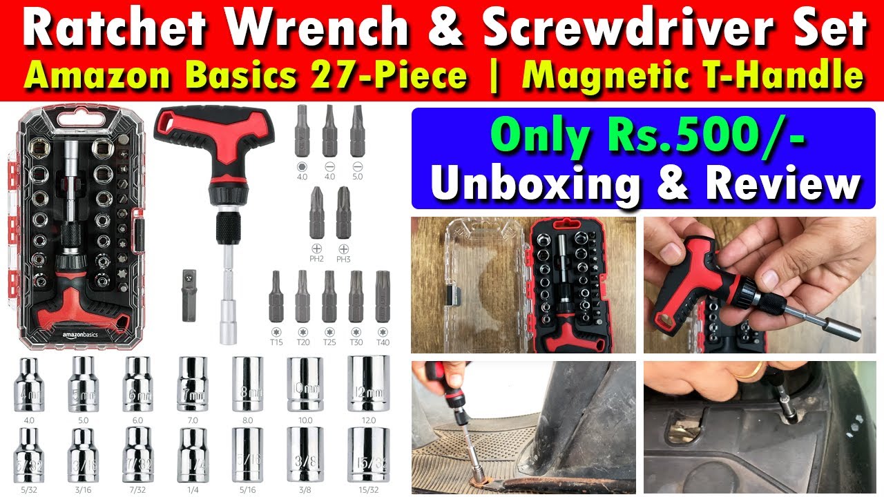 【ちゃっぴ】セット： Amazon Basics 27 Piece Magnetic T Handle Ratchet Wrench