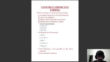 Predictive parsing table for a grammar - SSC