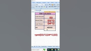 #excel  Simple EMI Calculator