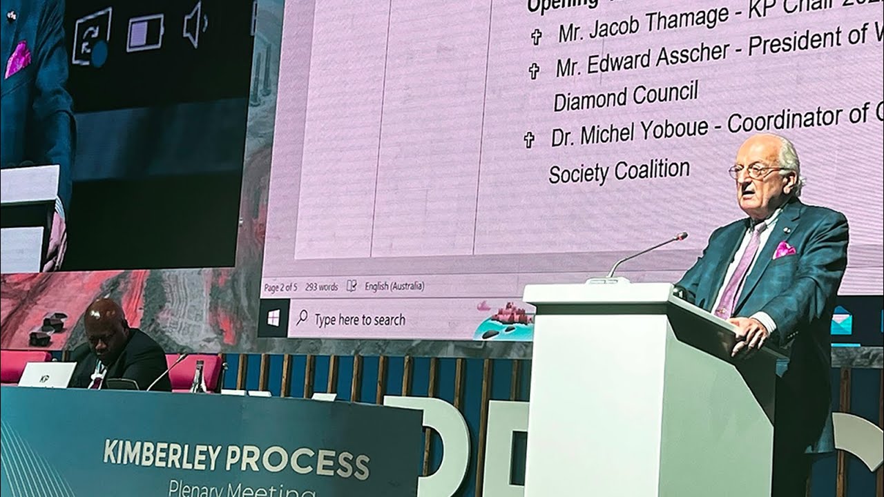 WDC President Edward Asscher addressing the opening of the 2022 Kimberley Process Plenary