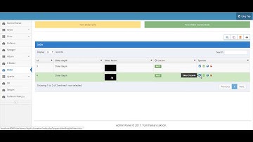 Web Sitesi Yönetim Paneli - Slider Menüsü