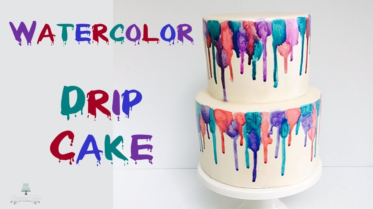 Fun Watercolor Drip Cake How to make from Creative Cakes by Sharon