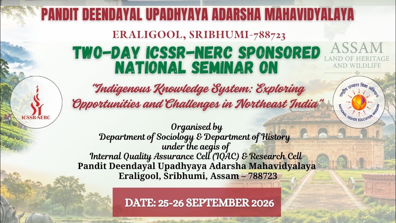ICSSR-NERC Sponsored National Seminar || Day 1 || PDUAM ERALIGOOL