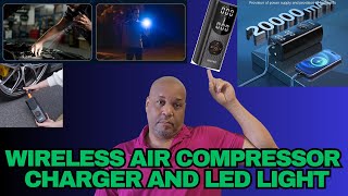 Wireless Air Compressor, Charger And LED light