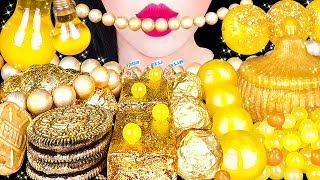 ASMR EDIBLE GOLD JEWELRY BOX, GOLD BAR, PEARL NECKLACE, BULB DRINK, JELLY DESSERTS EATING MUKBANG 먹방