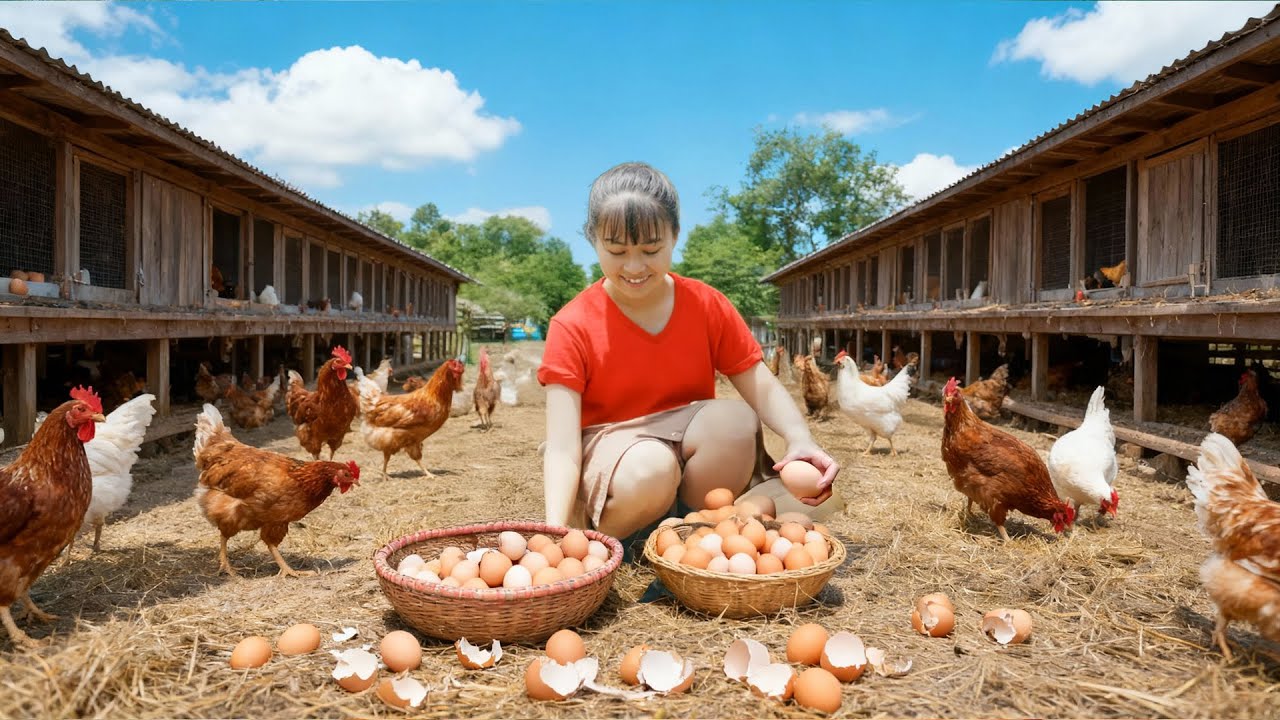 TIMELAPSE -- Take Care of Hens Lay 1000+ Eggs, Buy Many Lime from Villagers - Go to Market Sell