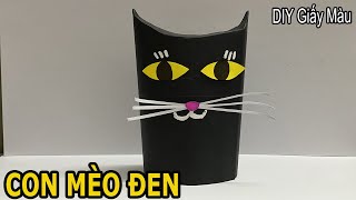 HƯỚNG DẪN LÀM CON MÈO ĐEN  BẰNG GIẤYPHẾ LIỆU - INSTRUCTIONS FOR MAKING PAPER A CAT  - DIY GIẤY MÀU