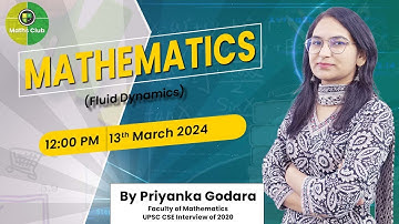 Lecture Part_05 Live🟢 #optionalmath For UPCS  | Fluid Dynamics Class With Priyanka Godara Ma