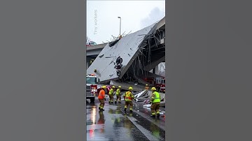 💥 VIRAL: Bridge Chunk Falls LIVE! Workers Escape Death ! 😱#construction #fail #shorts