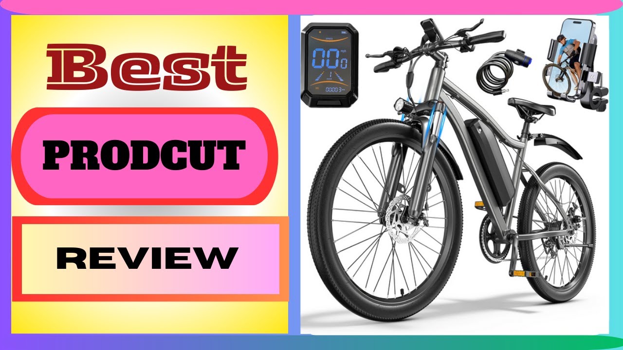 Electric Bike 26" Peak 750W 20Mph 7-Speed Front Ebike Suspension With Break Lcd Display