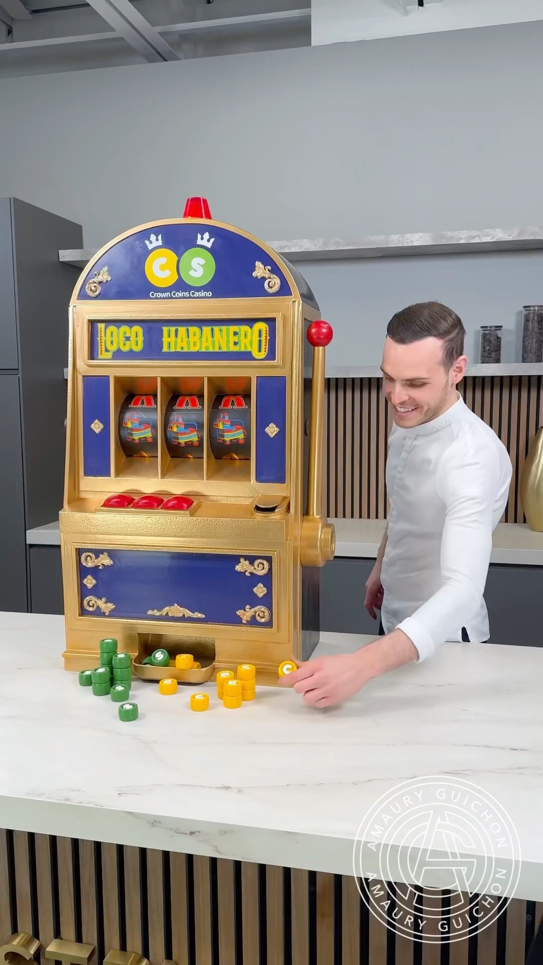 Chocolate Slot Machine! ?  #amauryguichon No purchase necessary, Void where prohibited by law.