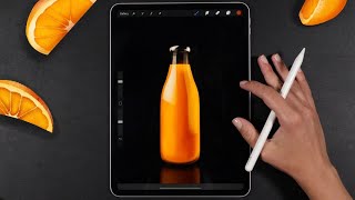 Draw a Realistic Orange Juice Bottle with Procreate and iPad Pro screenshot 2