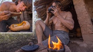 Cooking Squash & Tea on Rocket Stove and Making a Torch at the Hut Cooking Squash & Tea on Rocket Stove and Making a Torch at the Hut