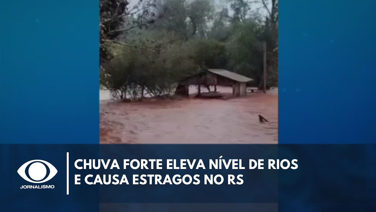 Chuva forte eleva nível de rios e causa estragos no RS