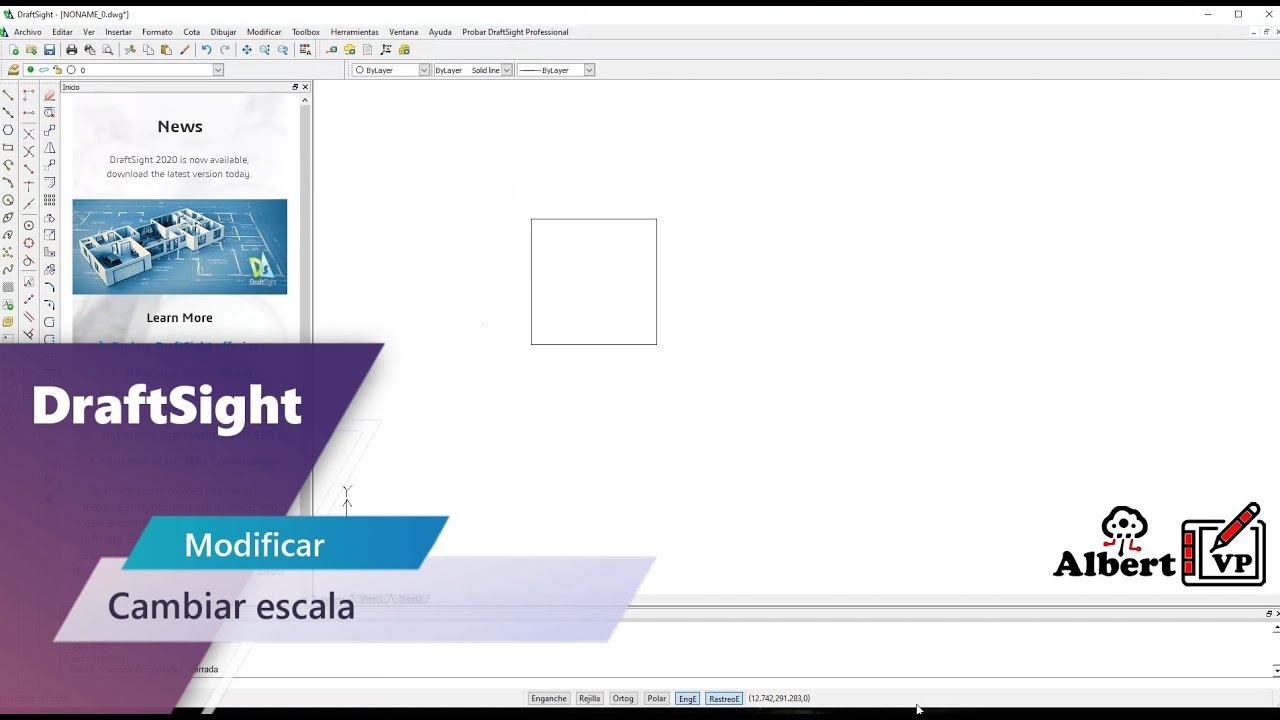 DraftSight - Modificar escala - YouTube