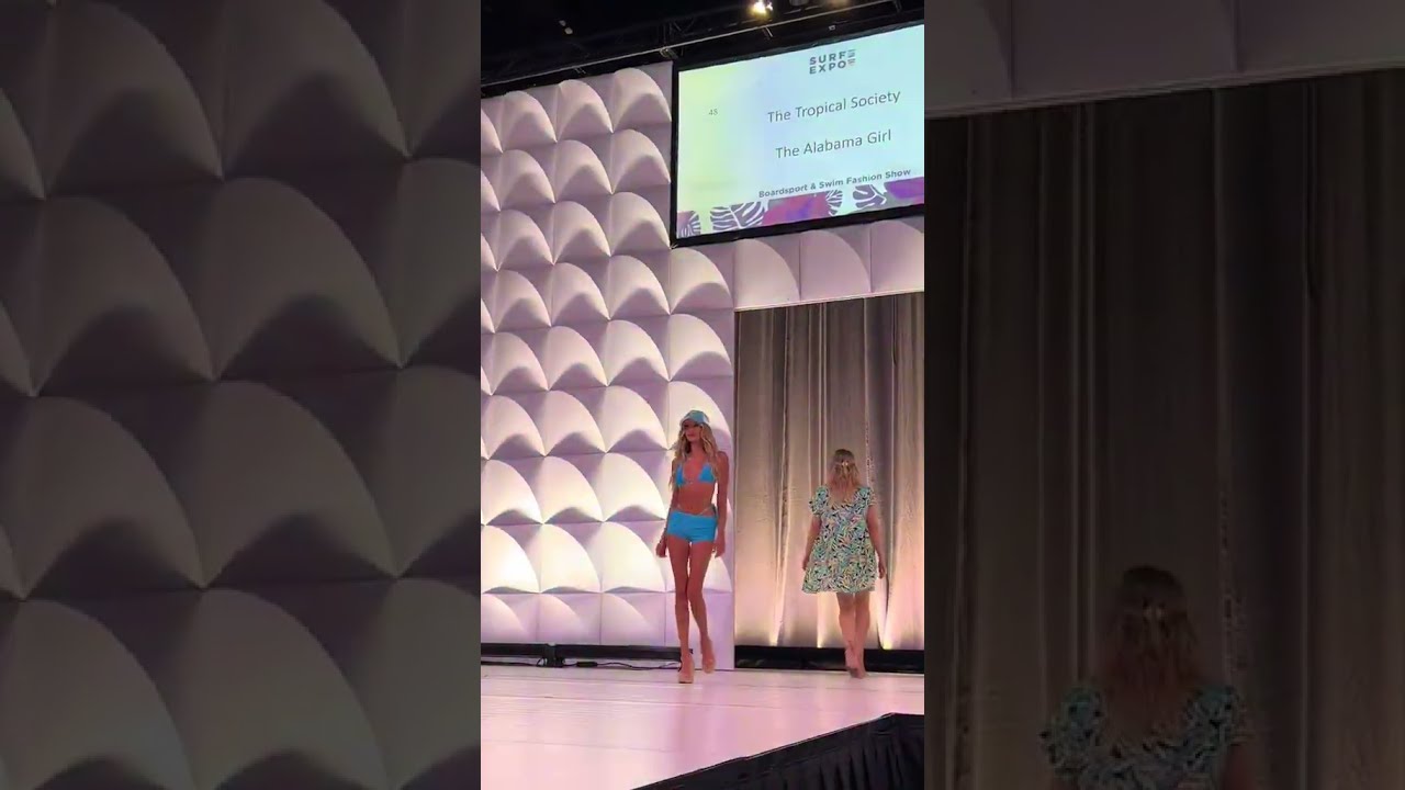 More from our runway fashion show! Wearing our Sunshine blue bikini and matching shorts!