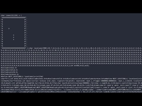 Snake game but every frame is a C program compiled into a snake game where each frame is a C program