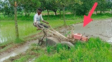 Mini Tractor, Power Tiller Accident || Power Tiller Accident in Deep Mud