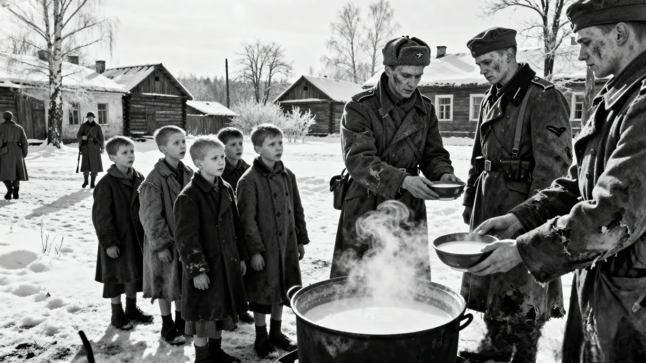 Советские дети были ошеломлены, когда немецкие военнопленные дали им молочный суп