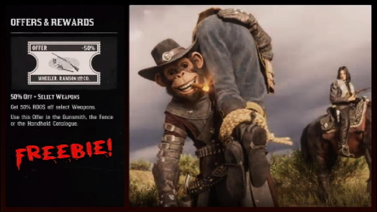 FREE coupon voucher Offer for 50% off a Weapon of your choice this week in Red Dead Online