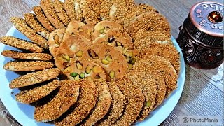 Barazek - Traditional Syrian Sesame Pistachio Cookies