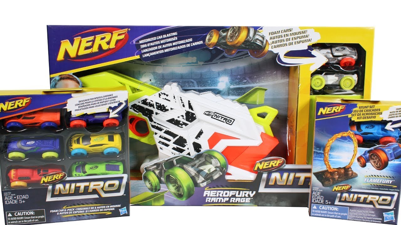 Ramp Rage Toy Nerf Nitro Aerofury Ramp Rage, Flame Fury Stunt Set and Extra Cars ...
