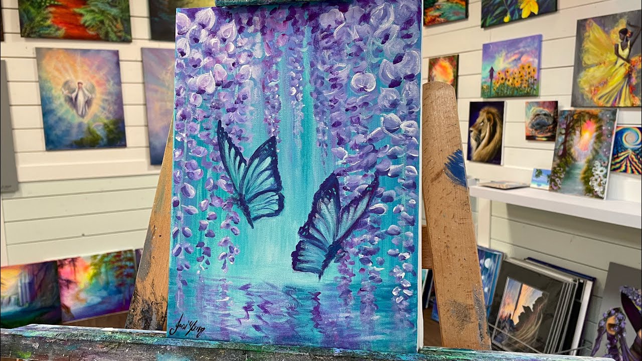 How To Paint Butterflies & Flowers ~ acrylic painting tutorial - YouTube
