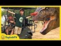 Giant T-Rex Chase at Dinosaur Park in Fun Jurassic Adventure with Life Size Dinosaurs & Nerf Toys