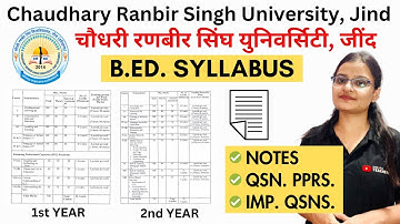 CRSU B.ED. SYLLABUS, BOOKS, PREVIOUS YEAR QUESTION PAPERS, NOTES & IMPORTANT QUESTIONS - ALL DETAILS