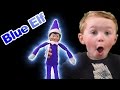Elf on the Shelf Blue Elf! Blue Christmas Elf Dances Gymnastics Rides Ghostbuster Vehicle Blue Elf