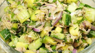 Салат с Авокадо, Тунцом и Огурцом - Вкусны и Полезный