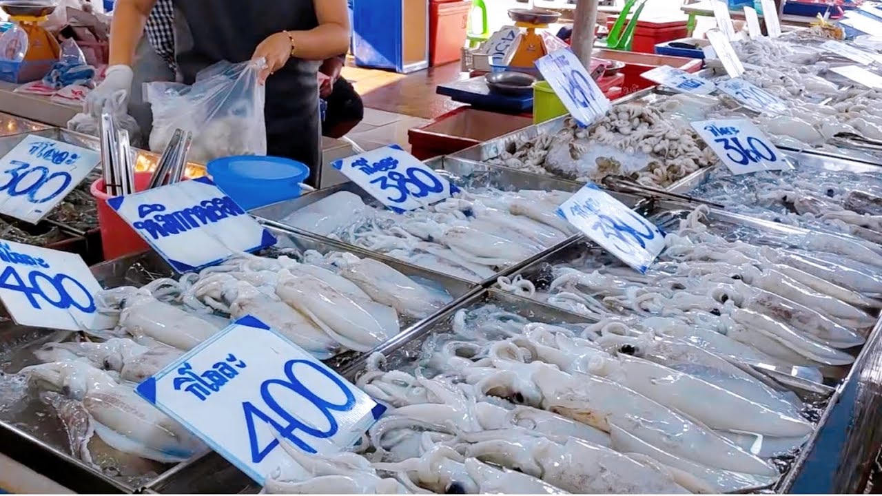 สด! ใหม่! ใหญ่มากๆ อาหารทะเลสดๆ ตลาดเจริญสุข จันทบุรี | Thailand Seafood Market