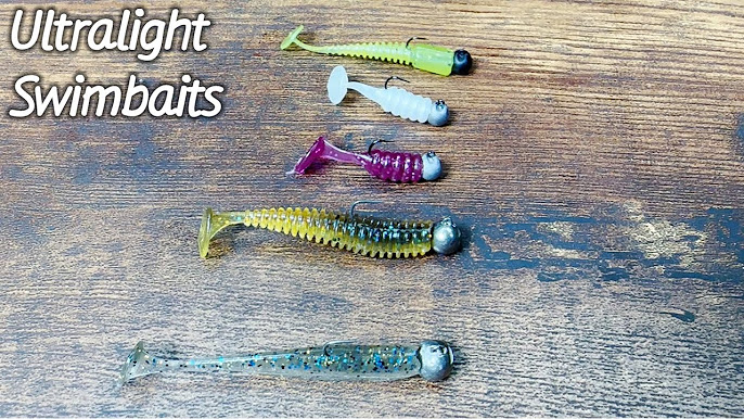 MITOBASS Crappie Lures 60Pcs Kit - 50 Small Shad, 10 Jig Heads for